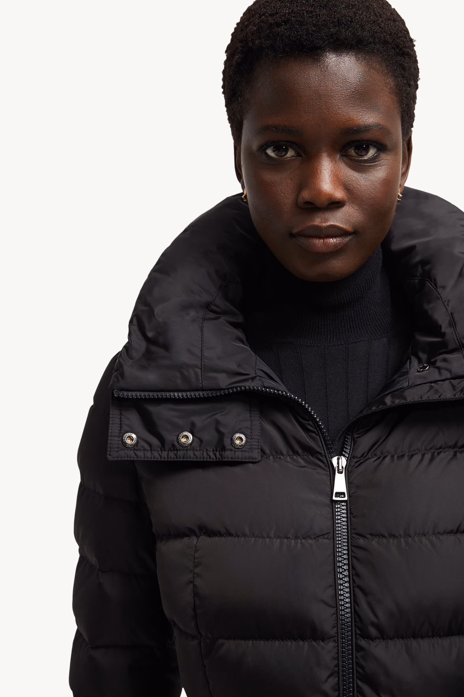 Flammette Hooded Long Down Jacket Women Black Moncler 7